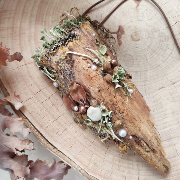 Forest Amulet Necklace, Natural Wood Talisman